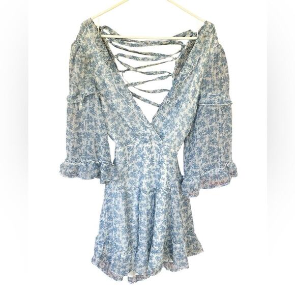 Hello Molly Saints + Secrets BIRDS FLY HIGH DRESS BLUE Medium - Picture 5 of 8